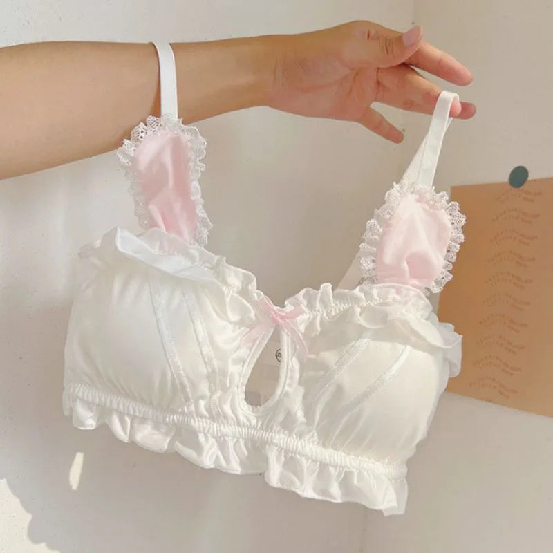 DDLG Little Soft Bunny lingerie set, pastel bra and panties with 3D ears, ribbons, and playful flirty cutecore for magical DDLGirl energy