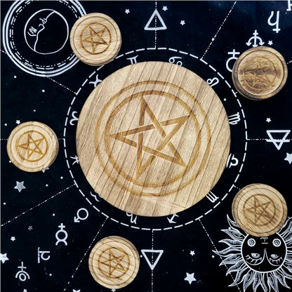Trendy DDLG pentacle candle holder made from natural pine wood for rituals