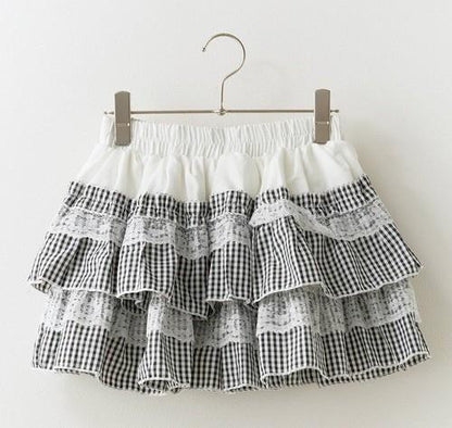 DDLG soft cowgirl plaid mini skirt with twirl-ready ruffles and flattering waist fit