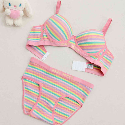 DDLG Sweet Baby lingerie set with colorful pastel bra and panties for kawaii little space style