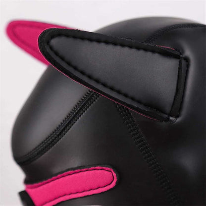 Sweet Pup Play Mask designed for DDLG and puppy play, featuring playful dog ears and a soft comfy build.