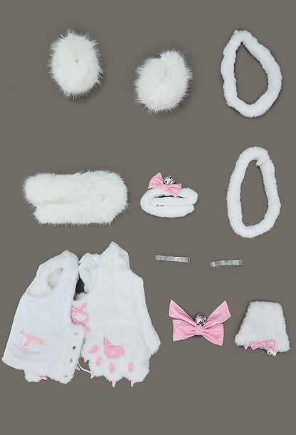 DDLGirl Kitty Plush Corset Cosplay with paw cups, tail, 3D ears, ribbon choker and cuffs, flirty sexy cute cutecore kawaii little-core fantasy