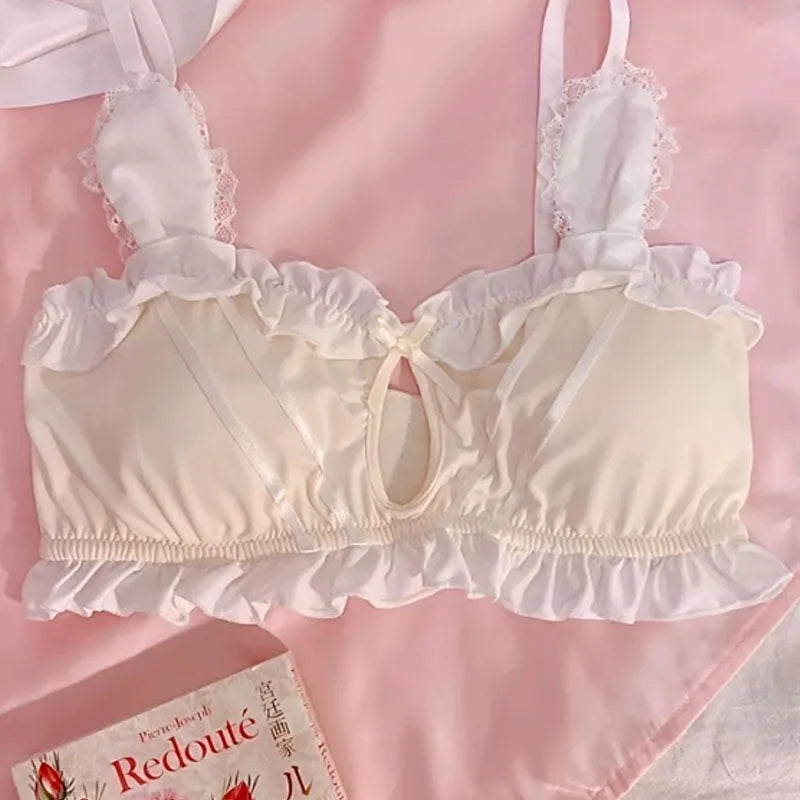 Little Soft Bunny lingerie set in yellow for DDLGirls, flirty bra and panties with bunny ears, ribbons, and magical kawaii vibes