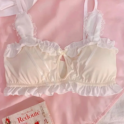 Little Soft Bunny lingerie set in yellow for DDLGirls, flirty bra and panties with bunny ears, ribbons, and magical kawaii vibes