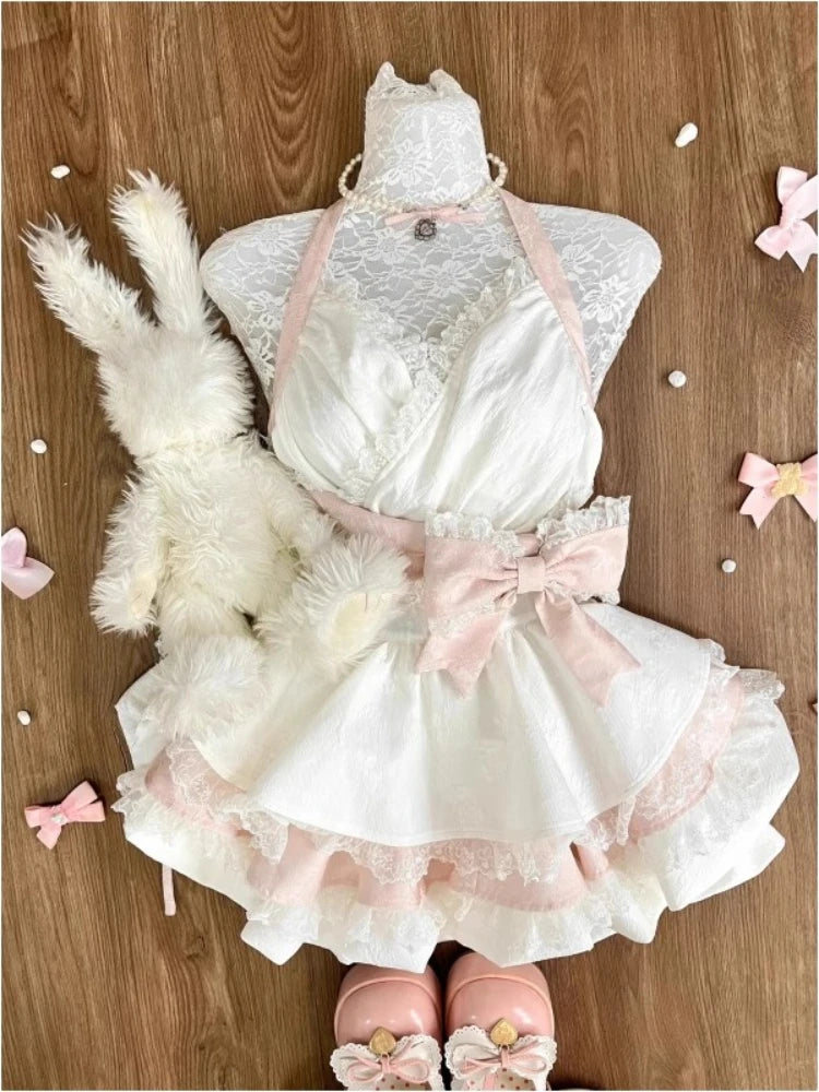 Glam & Flirty Hourglass Mini Dress with ruffle and side bow for DDLG ABDL kawaii fashion