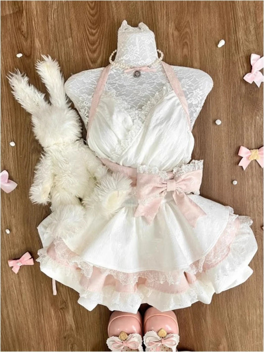 Glam & Flirty Hourglass Mini Dress with ruffle and side bow for DDLG ABDL kawaii fashion