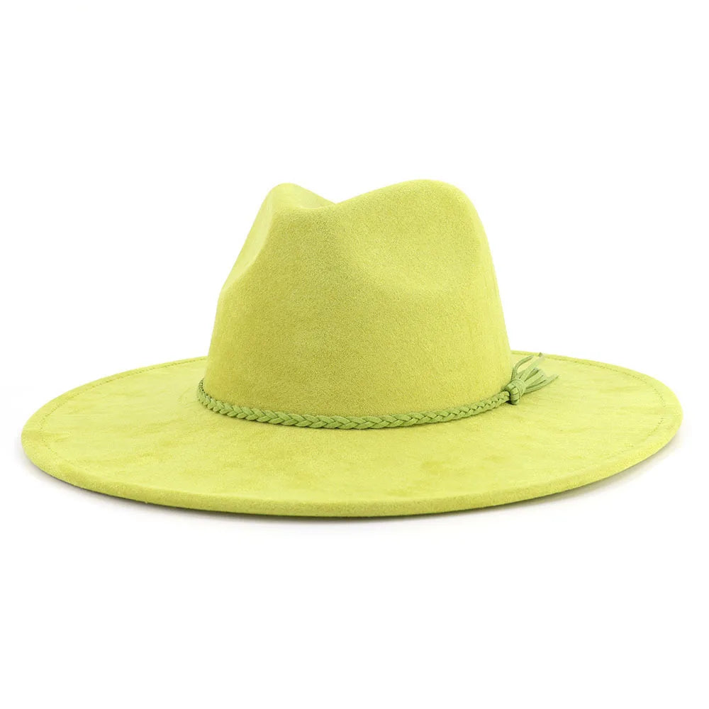 Desert Vegan Suede Cowgirl Hat bright yellow, playful kawaii western style, soft vegan suede