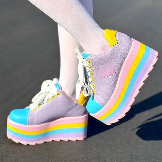 dollette-inspired pastel platform sneakers with chunky sole for bratty cute looks