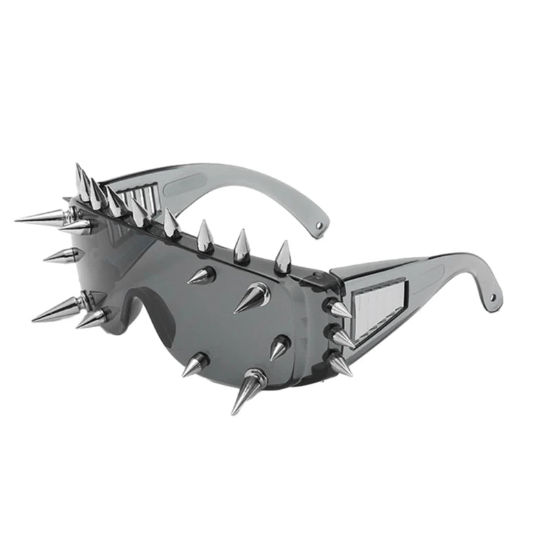 Downtown Riot Sunglasses blackout with 3D spikes, edgy streetwear shades for DDLG ABDL babes