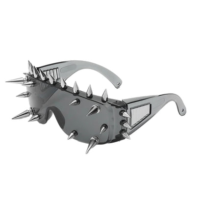 Downtown Riot Sunglasses blackout with 3D spikes, edgy streetwear shades for DDLG ABDL babes