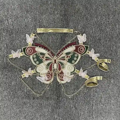 Dreamy Butterfly Angel Baby Top with hanging chains, butterfly straps, and choker, ideal for kawaii and DDLG style