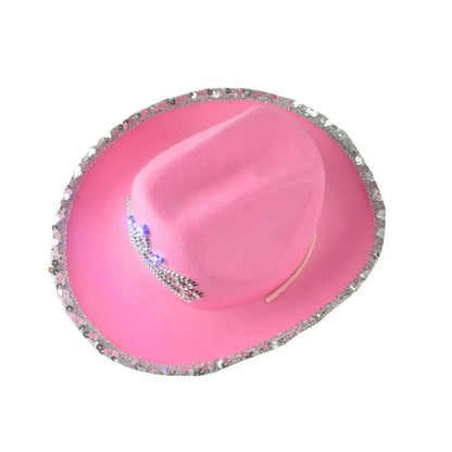 Dreamy Rose Princess Cowgirl Hat with queen crown and feather accents for magical kawaii looks