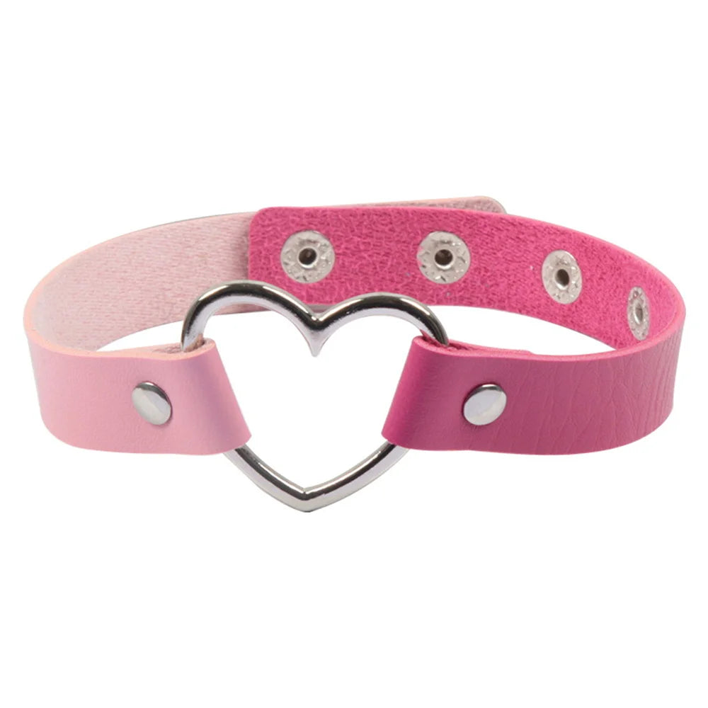 Dual Energy Split Babe Vegan Choker with heart charm, adjustable fit, perfect for DDLG, alt, and cutecore looks