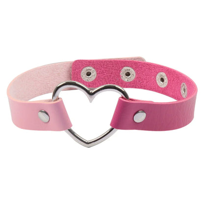 Dual Energy Split Babe Vegan Choker with heart charm, adjustable fit, perfect for DDLG, alt, and cutecore looks