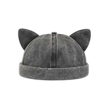 Ears Up Cutie Hat in coal black, adjustable simple kawaii hat for gothic DDLG ABDL cutecore looks