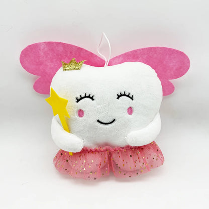 Fairy Dust Tooth Plushie with wings and crown, kawaii ABDL DDLG cuddle toy for comfort and playtime