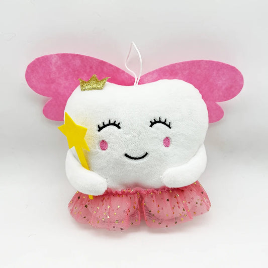 Fairy Dust Tooth Plushie with wings and crown, kawaii ABDL DDLG cuddle toy for comfort and playtime