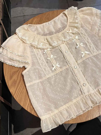 Apricot Fairy Tale Ruffle Top with soft ruffles and fairy-inspired lolita aesthetic