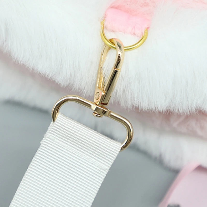 Fairycore lolita angel wings plush backpack with pastel plush material and heavenly kawaii vibes