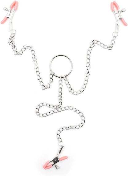 Pink Flirty Triple Pleasure Clips for kawaii DDLG play and flirty teasing fun, kinky fetish roleplay