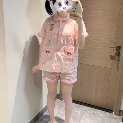Flowy shirt and shorts pajama set from Lolita Sweetheart Dream collection, soft and cozy