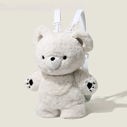 Fluffy Polar Bear Baby Backpack in pastel colors, kawaii statement piece, cute ABDL plush purse for fantasy looks