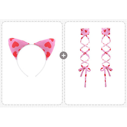 Flirty Forever Crush Kawaii Cosplay Set, cut-out bodysuit under choker, lace frill trim, matching headband, wristbands, and belt