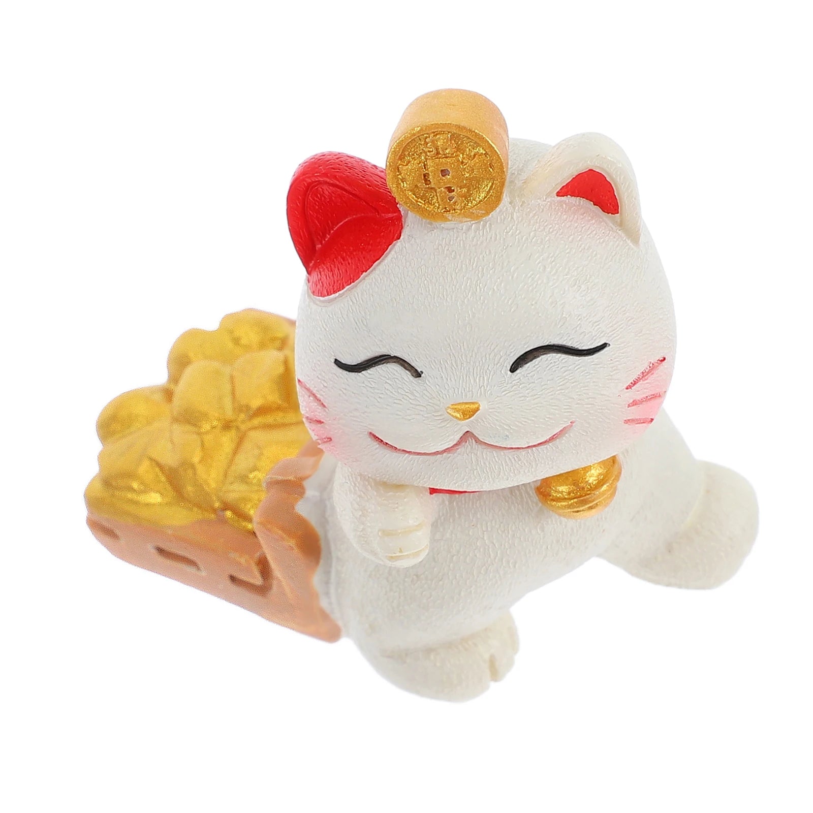 Fortune Cat mini statue decor feng shui charm for luck, prosperity, and positive energy