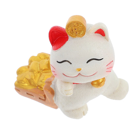 Fortune Cat mini statue decor feng shui charm for luck, prosperity, and positive energy
