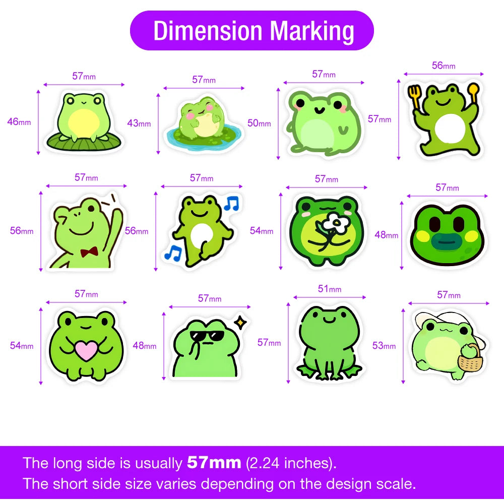 Froggie kawaii vinyl sticker pack with 10 random waterproof decals for laptops and journals