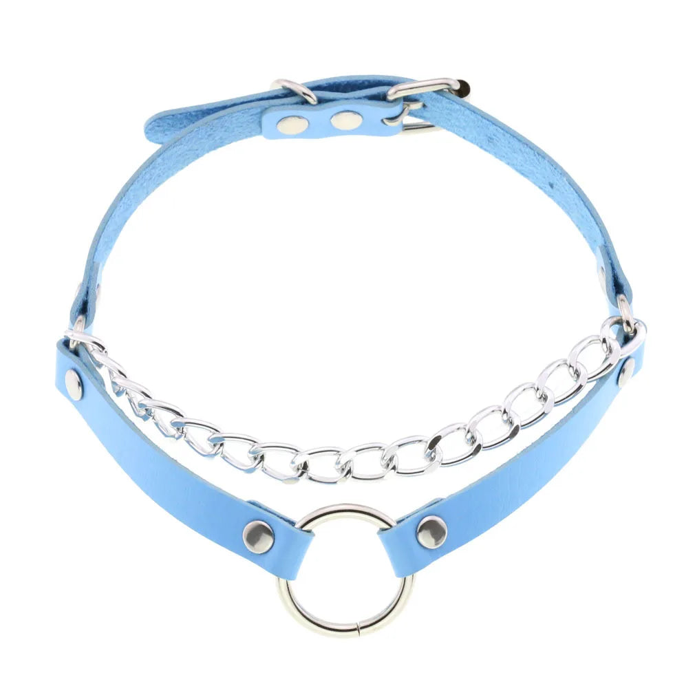 Adjustable frosted blue choker, comfy pastel accessory for DDLG