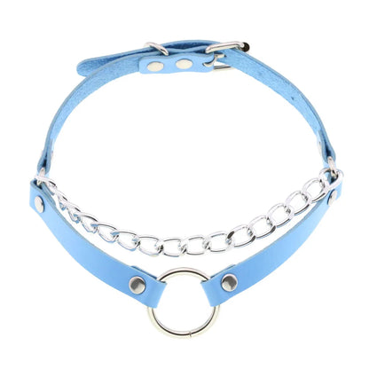 Adjustable frosted blue choker, comfy pastel accessory for DDLG