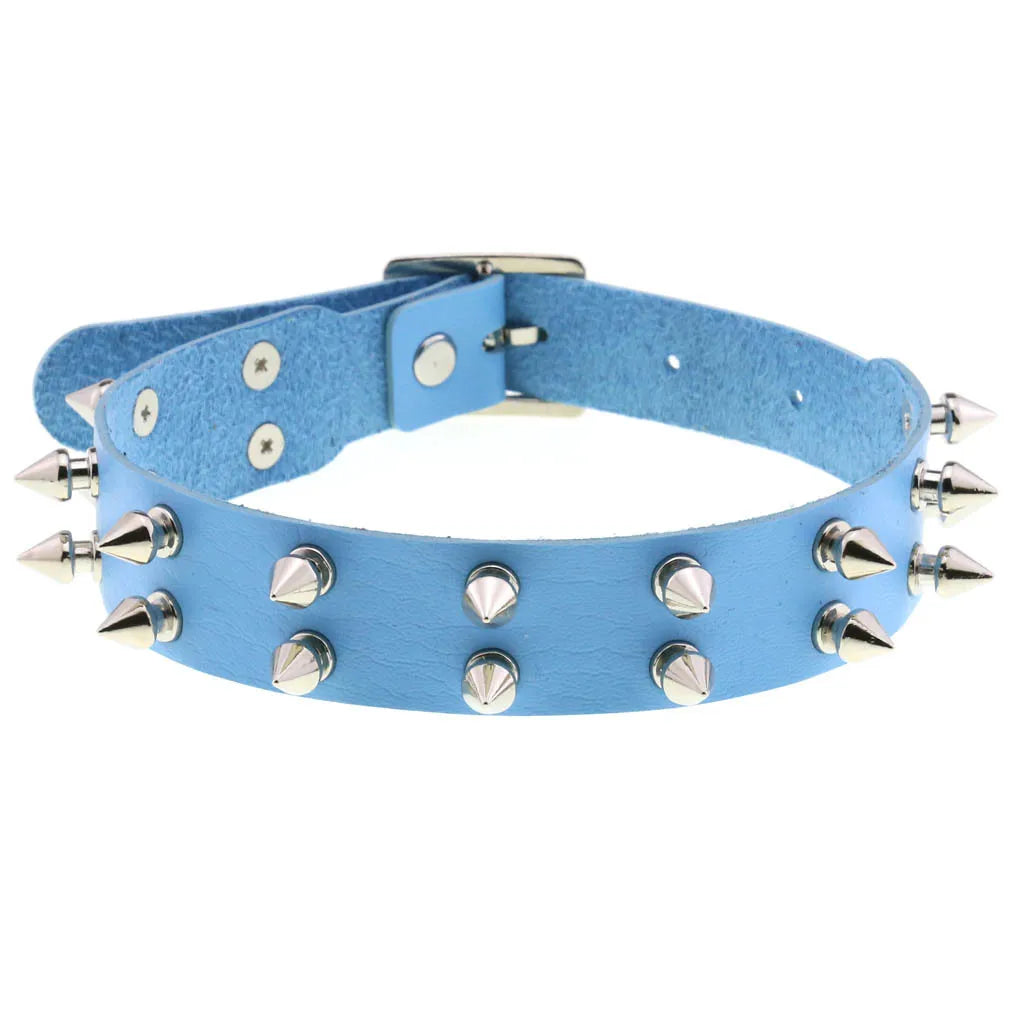 Heart ring frosted blue choker, kawaii pastel fashion accessory