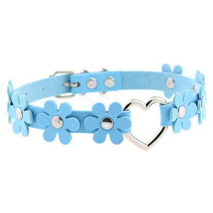 Snowy heart frosted blue choker, kawaii cutecore accessory