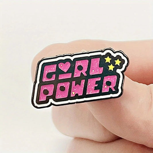 Girl Power pink baddie pin with bright enamel, perfect for kawaii and DDLG style outfits