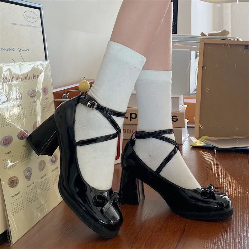 Gloss & Grace Classic Strap Heels in Black, sleek vintage-inspired heels perfect for DDLG & ABDL fashion