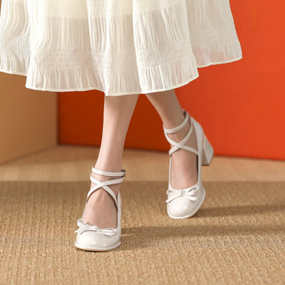 Gloss & Grace Classic Strap Heels in White, cutecore kawaii style for DDLG & ABDL outfits