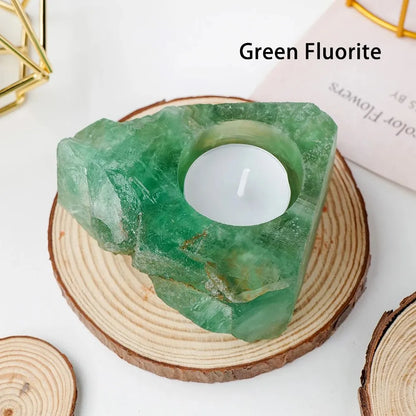 Green Fluorite Ritual Candle Holder for DDLG ABDL, calming crystal decor for kawaii cutecore and ritual use