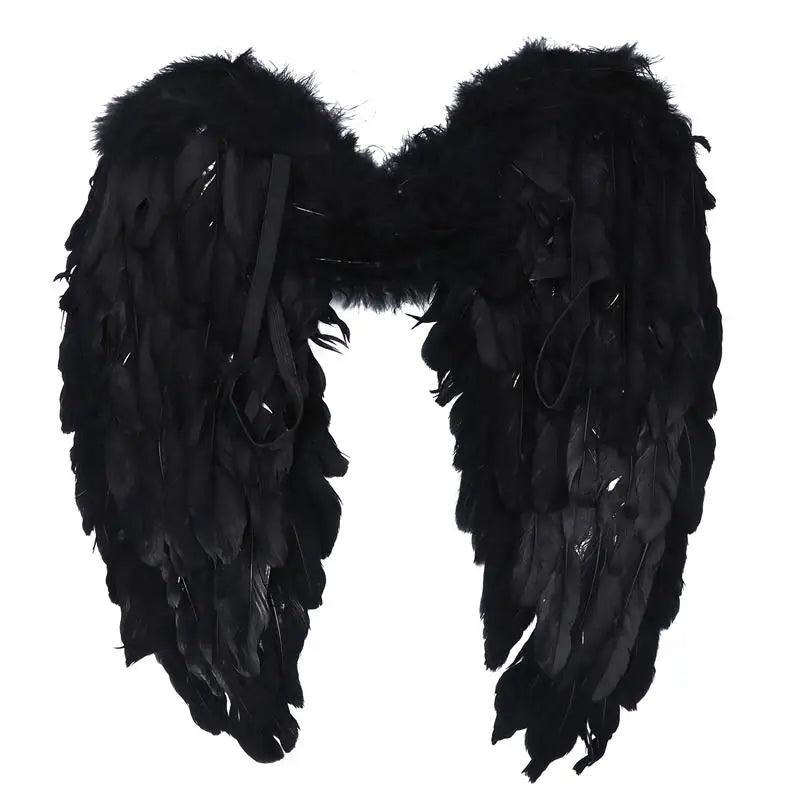 Black Halo Baby feather angel wings, darker fantasy DDLGirl style