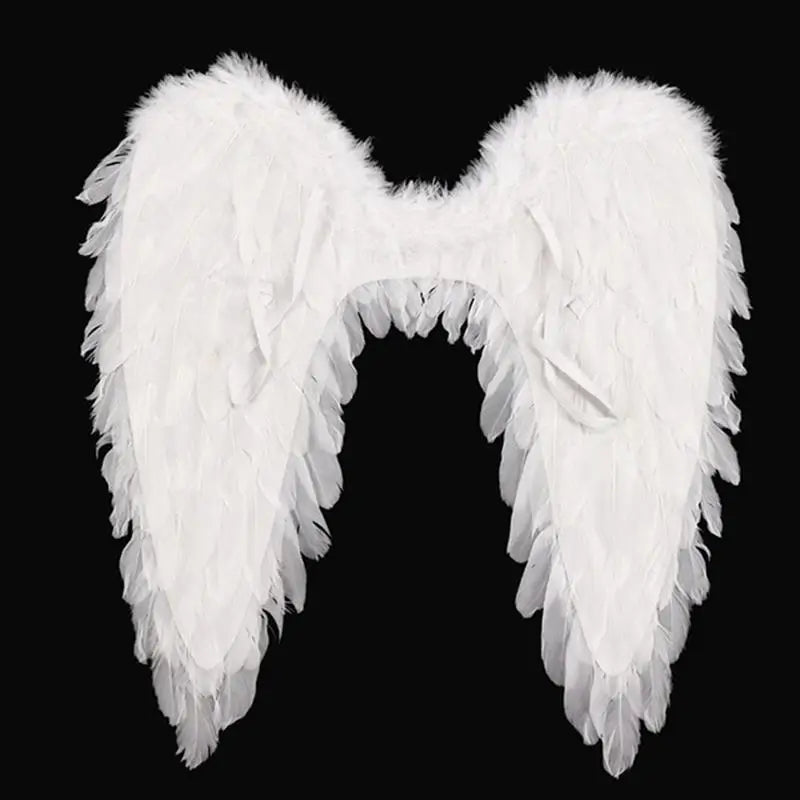 White Halo Baby feather angel wings with marabou trim, DDLGirl fantasy style