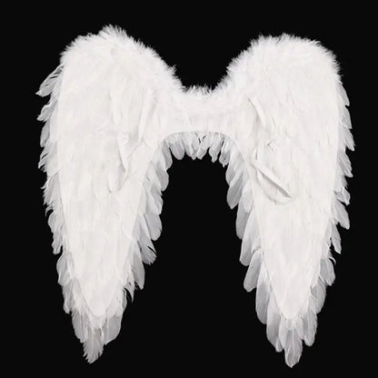 White Halo Baby feather angel wings with marabou trim, DDLGirl fantasy style