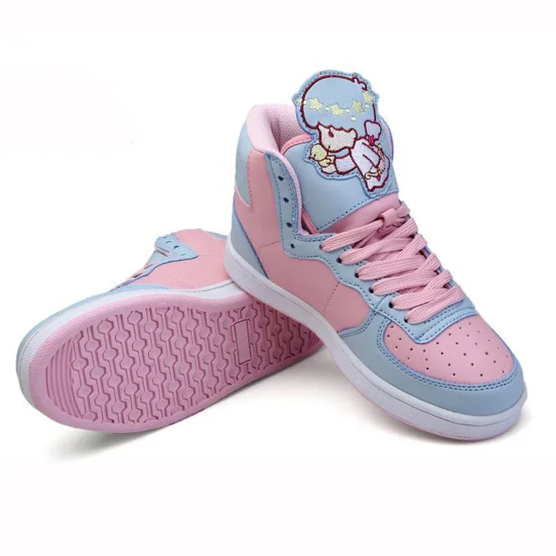 Halo Cherub pastel sneakers in pink and blue with kawaii cherub angels and dreamy cutecore vibes