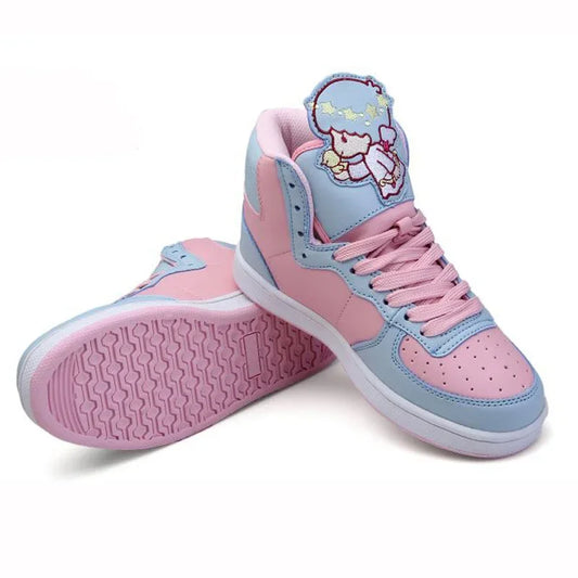 Halo Cherub pastel sneakers in pink and blue with kawaii cherub angels and dreamy cutecore vibes
