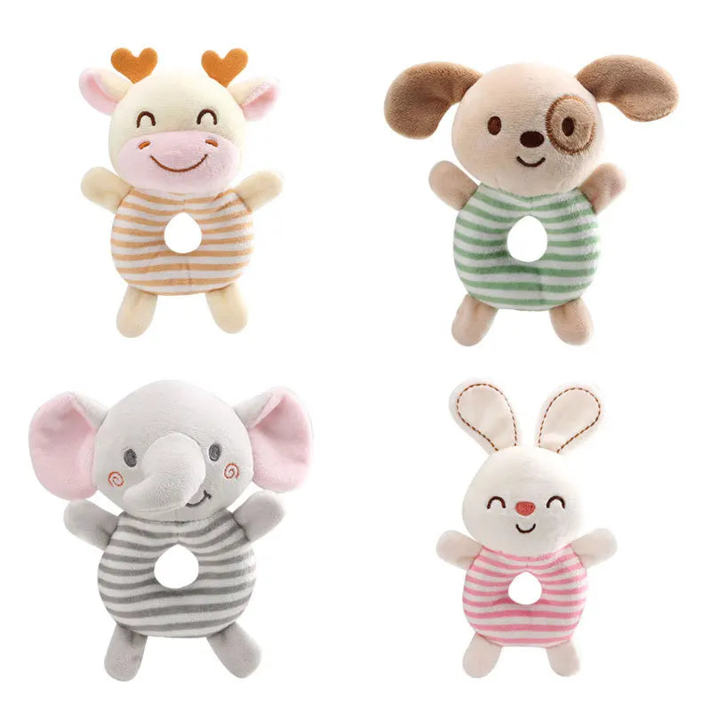 Happy Paws Rattle Ring set with Puppy, Bunny, Elephant, and Reindeer, soft, kawaii, and perfect for DDLG cutecore play