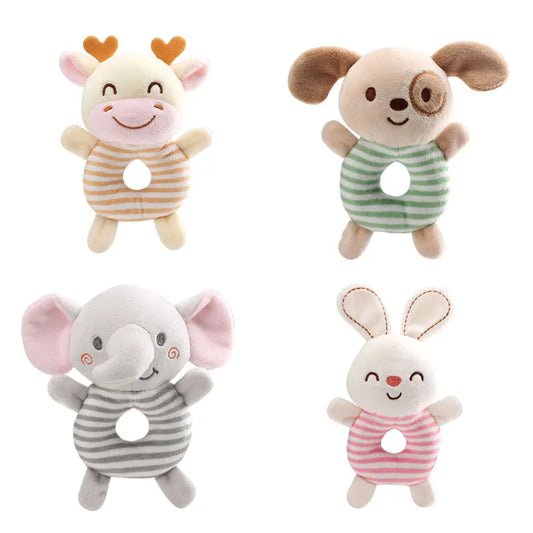 Happy Paws Rattle Ring set with Puppy, Bunny, Elephant, and Reindeer, soft, kawaii, and perfect for DDLG cutecore play