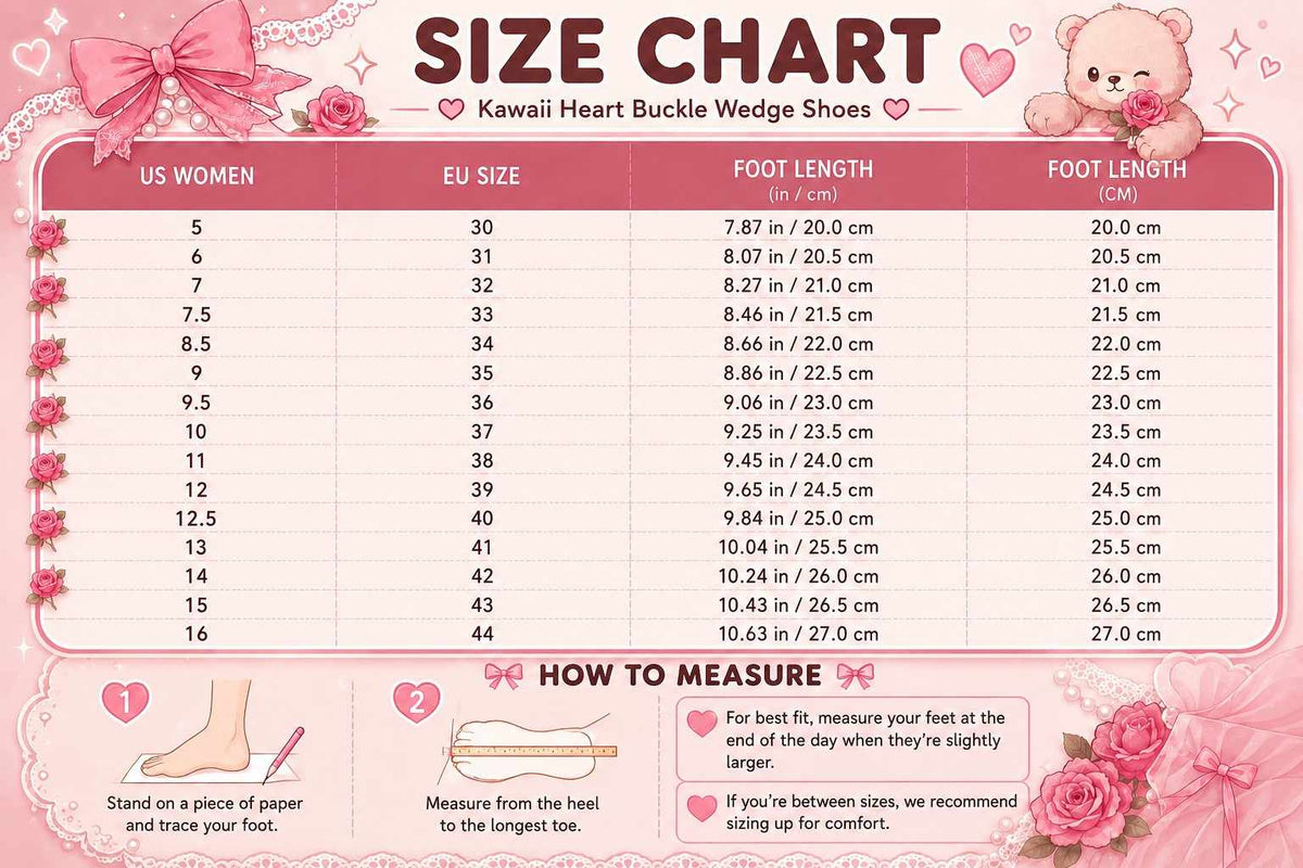 Kawaii Heart Buckle Wedge Shoes