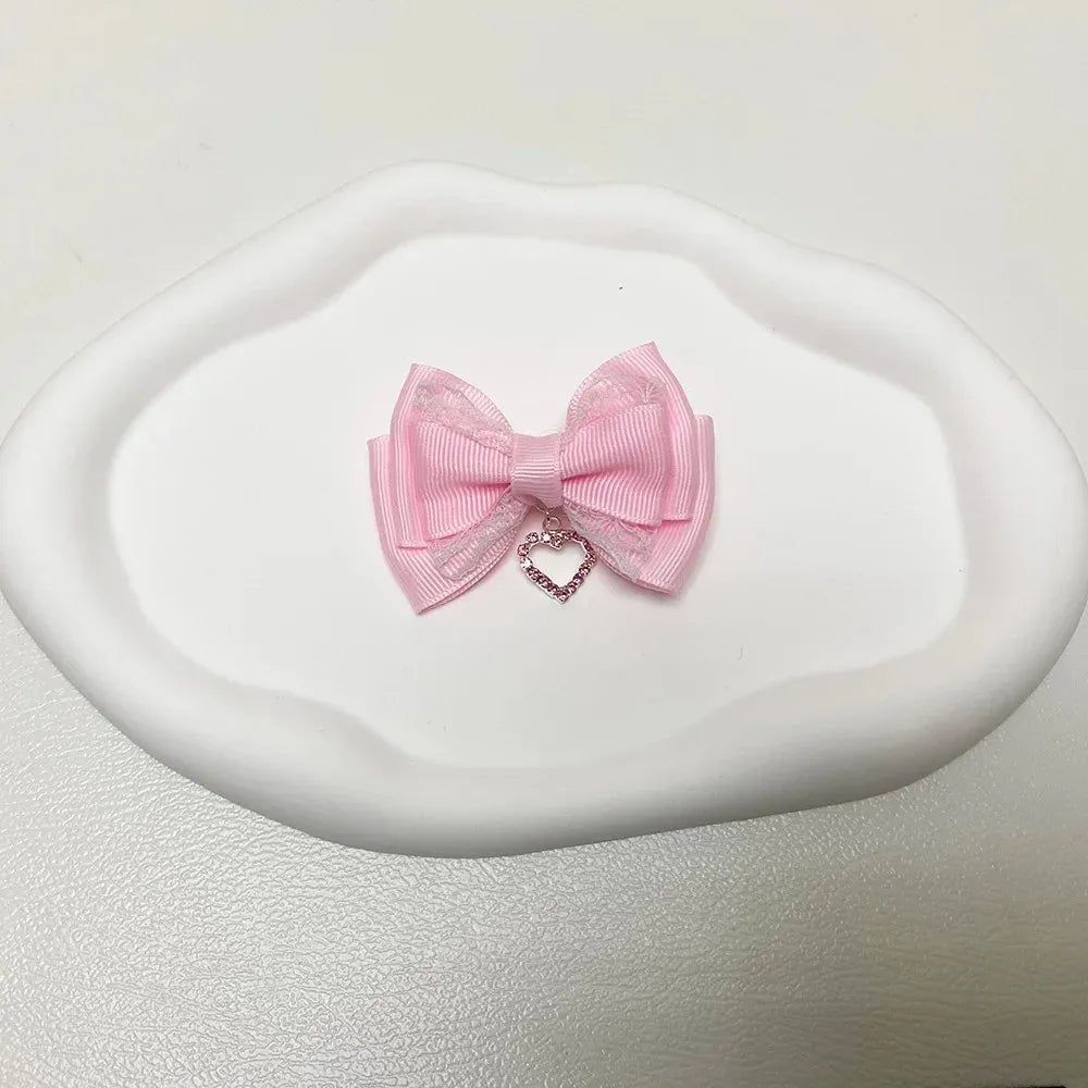 Heart Gem Princess Hair Clips Pink, heart-shaped pastel hair clips for kawaii DDLG and babycore outfits