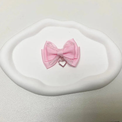 Heart Gem Princess Hair Clips Pink, heart-shaped pastel hair clips for kawaii DDLG and babycore outfits