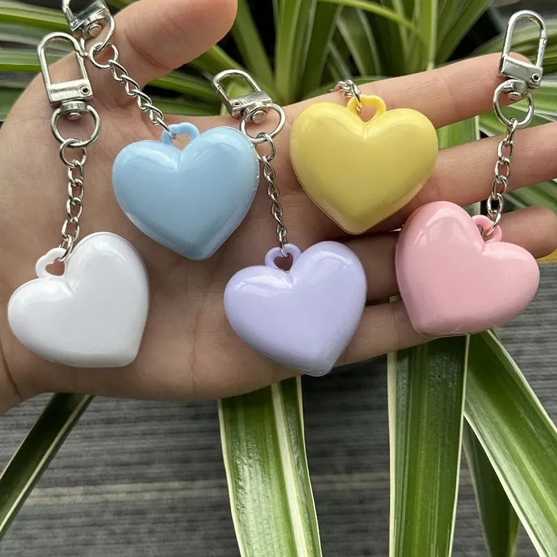 Set of all Heart Glow Mirror Keychains — rainbow kawaii mini mirrors for DDLG accessory collection and keychain glow