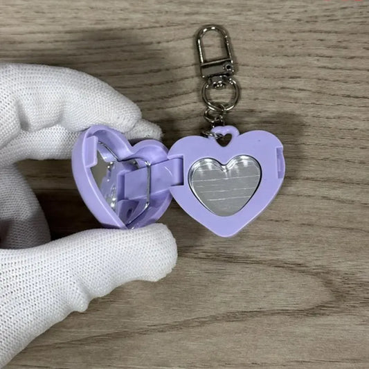 Orchid purple Heart Glow Mirror Keychain — portable 2-in-1 mini mirror and keychain for kawaii DDLG accessories